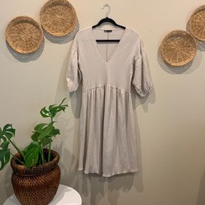 Zara beige puff sleeve dress
